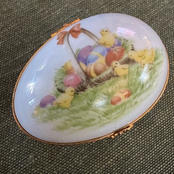 Limoges Decorative Blue and Gold Easter Egg Trinket Box - Picture 4 of 8